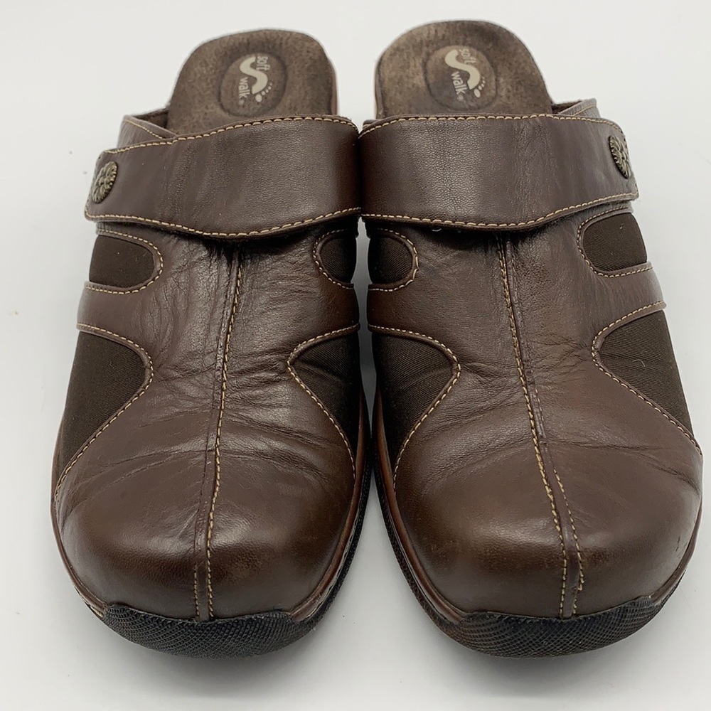 Soft Walk Brown Leather Mules
